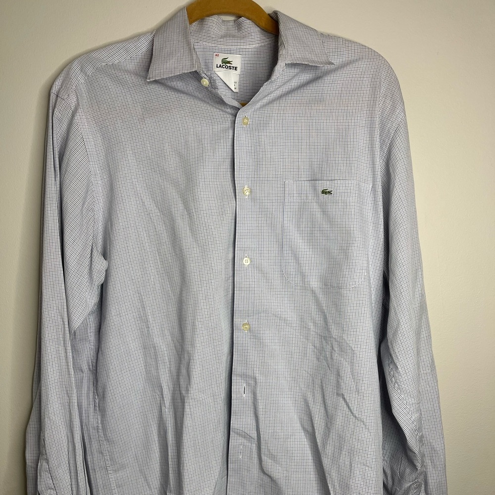 LACOSTE Long Sleeve Button Up Shirt LARGE Size 42